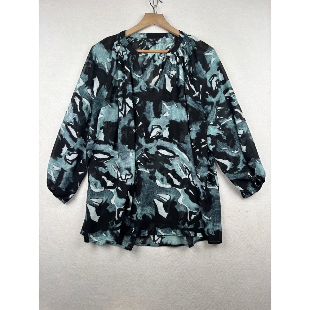 Simply Vera Vera Wang Blouse Womens XL Abstract Chiffon Boho Artsy